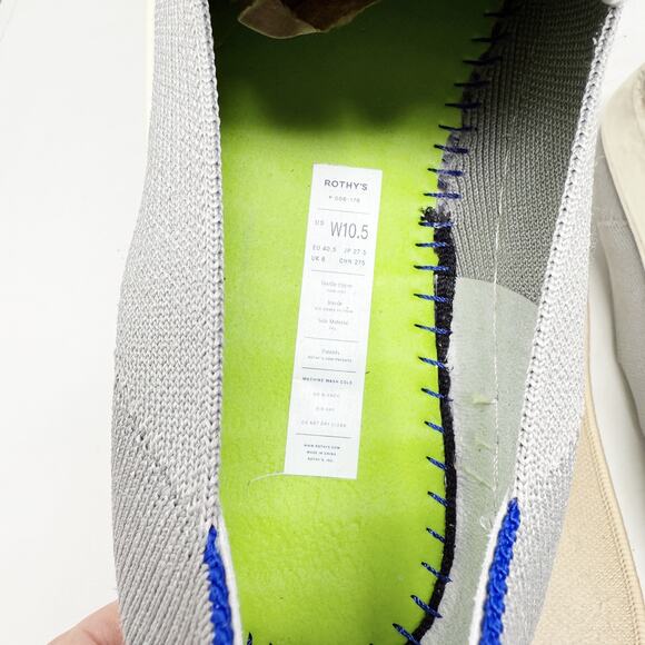 Rothy's Sz 10.5 Gray The Original Slip-On Sneakers Washable Eco-Friendly Casual - Picture 12 of 12